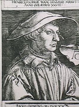 Selbstbildnis von Heinrich Aldegrever 1530 im Alter von 28 Jahren, Kupferstich