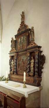 Barocker Nebenaltar in der kath. Pfarrkirche St. Ludgerus, Stiftung der Familie Veltmann