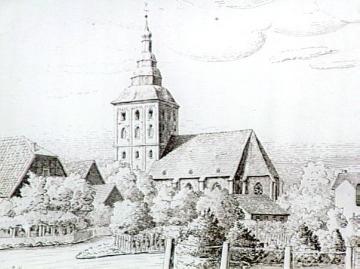 Die Jakobikirche in einer Zeichnung von A. Höke