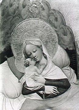 Dortmunder Marien-Altar: Geburt Christi, Detail mit Maria und Kind - Conrad von Soest, um 1420