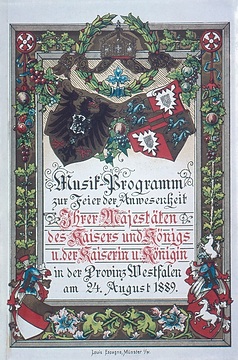Musikprogramm vom 24.8.1889 anlässlich des Besuches Kaiser Wilhelms II. beim Provinzialverband Westfalen, Münster