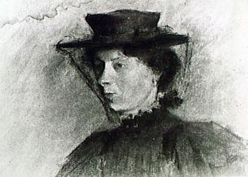 Damenbildnis mit Hut und Schleier: um 1897, Pastellzeichnung von Paula Modersohn-Becker