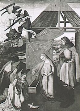 Schöppinger Altar, 1453-57: Anbetung des Kindes; rechte Außentafel