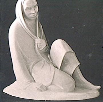 Sitzendes Mädchen: 1908, Porzellanskulptur von Ernst Barlach