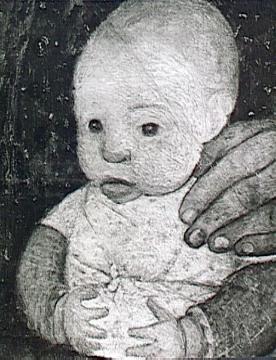 Säugling mit der Hand der Mutter: 1903, Gemälde von Paula Modersohn-Becker