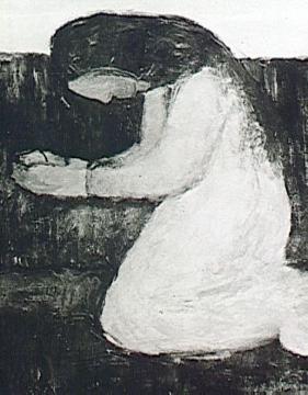 Kniendes Mädchen mit Schale: Gemälde von Paula Modersohn-Becker
