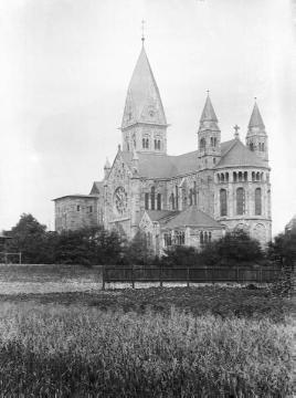 Pauluskirche, chorseitige Ansicht, Neoromanik, fertiggestellt 1907, Aufnahme um 1917?