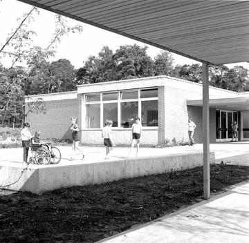 Krankenhausschule der neuen Haard-Klinik, LWL-Klinik Marl-Sinsen für Kinder- und Jugendpsychiatrie, erbaut 1968-1974.