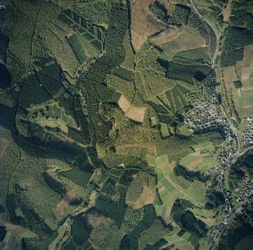 Freudenberg-Oberheuslingen, südöstlich von Freudenberg, westlich der Autobahn A45, bewaldete Fläche mit dem Rimberg und dem Herlinger Wald