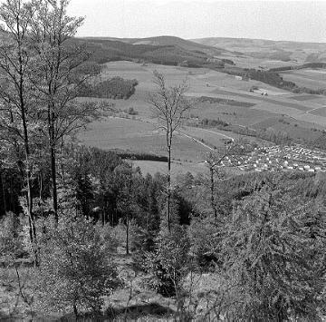 Blick vom Istenberg (NSG Bruchhauser Steine) über Bruchhausen auf den Schurenstein