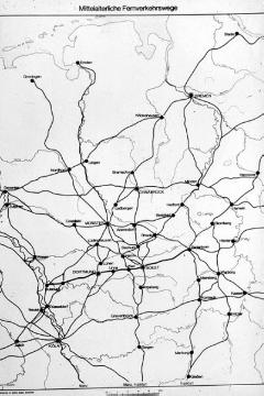 Karte der mittelalterlichen Verkehrswege in Deutschland