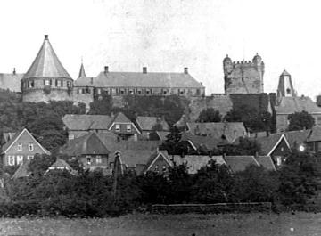 Blick über den Ort auf Schloss Bentheim, um 1940?