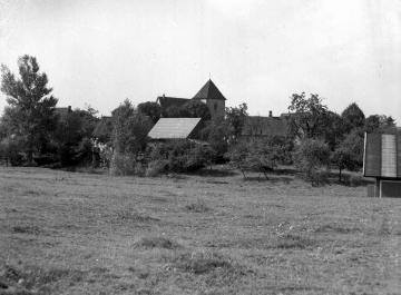 Münster-Angelmodde: Dorfansicht mit St. Agatha-Kirche, um 1940?