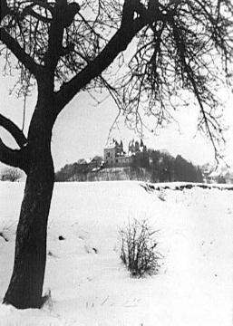 Winterlandschaft mit Blick auf Burg Calenberg