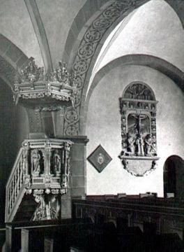 Kanzel und Epitaph in der ev. Pfarrkirche in Holzhausen