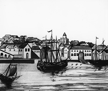 Die Hanse: Zeichnung des Stahlhofs in London, ein mittelalterlicher Sammelpunkt des deutschen Handels