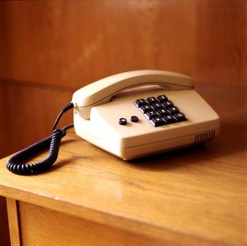 Tastentelefon Typ "FeTap 01 MFV Privat ET" der Deutschen Fernsprechgesellschaft mbH Marburg (Bj. 1989), zurückgelassen im Franziskanerkloster am Hörsterplatz (Abriss 2007)