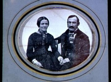 Hyacinth Ophoven und Ehefrau Maria, Mitbegründer der Phönix-Eisenhütte in Duisburg-Ruhrort (Daguerreotypie)