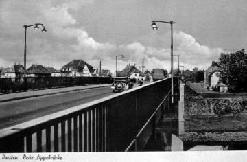 Alte Postkartenansicht: Neue Lippe-Brücke für den Autoverkehr