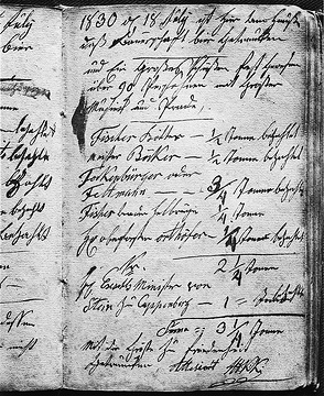 Bierzuteilung an die Cappenberger Schützenbrüder, Notizen des Frhrn. vom Stein aus dem Jahre 1830