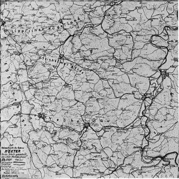Landkarte der Siedlungen und Verkehrswege Ostwestfalens im Altkreisgebiet Höxter zwischen Lipper Bergland und Nethegau