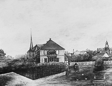 Soest, Stadtkern mit großem Teich - Gemälde von 1860