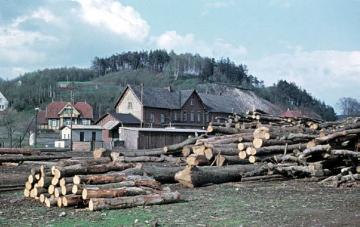 Holzlager am Verladebahnhof
