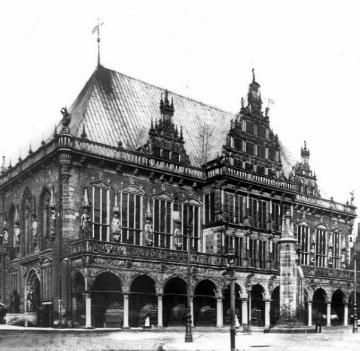 Die Hanse: Das gotische Rathaus von Bremen (erbaut 1405-1410) mit reichem Bauschmuck und bedeutendem Figurenzyklus