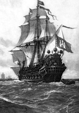 Die Hanse, Gemälde: Ein Kriegsschiff der Hanse, 'Das Wappen von Hamburg'