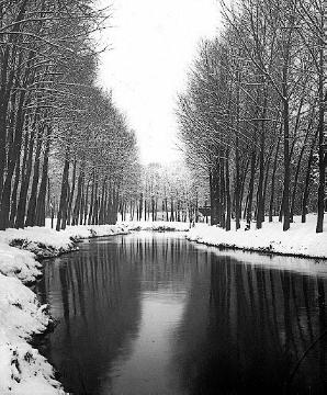 Die Ems mit verschneiten Ufern bei Telgte, um 1940?