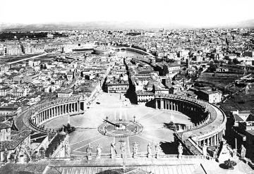 Reiseorte des Dichters Weber: Rom, Blick vom Petersdom über den Petersplatz auf die Stadt (undatiert)