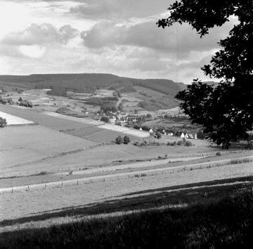 Blick auf das Dorf Heinsberg von Westen