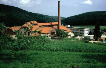 Die Walther-Glas GmbH im Ortsteil Siebenstern, aus ersten Glashüttengründungen 1532/1750 entstandenes Walddorf und heute Hauptstandort der Driburger Glasindustrie