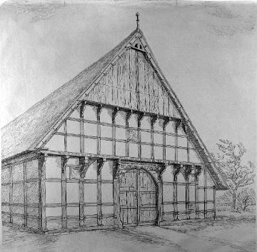 Fachwerk des Mindener Landes (Zeichnung): Bauernhaus von 1696 (Name und Standort unbenannt)