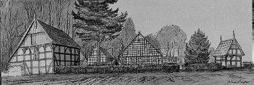 Fachwerk des Mindener Landes (Zeichnung): Bauernhof (Name und Standort unbenannt), Zeichner: H. Richter