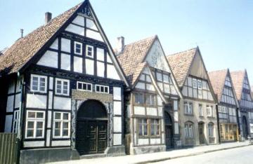 Häuserzeile in der Nordstraße in Horn mit Fachwerkgiebelhäusern aus dem 17. und 18. Jahrhundert