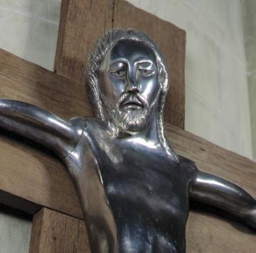Kath. Wallfahrtskirche zum Hl. Kreuz: Kruzifix mit silberverkleidetem Korpus Christi, Romanik, um 1080/1100
