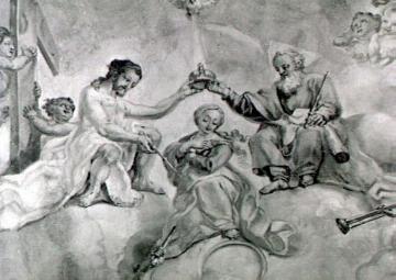 Krönung Mariens: Fresko in der Maria Immaculata- Kirche (ehemalige Jesuitenkirche)