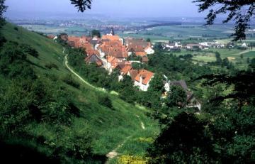Das Fachwerkstädtchen Schwalenberg, gegründet durch die Grafen Schwalenberg als unbefestigtes Suburbium am Fuße der gleichnamigen Burg (1231 urk. erwähnt, Stadtrechte 1906)