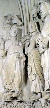 St. Paulus-Dom, Paradiesportal: Linksseitige Eckpartie aus dem Figurenzyklus der 10 Apostel, Gotik, um 1230-1250