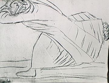 Der Rächer: 1914, Kohlezeichnung von Ernst Barlach
