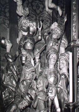 Detail des spätgotischen Schnitzaltars in der Kapelle St. Michael auf dem Keppelsberg ("Klausenberg")