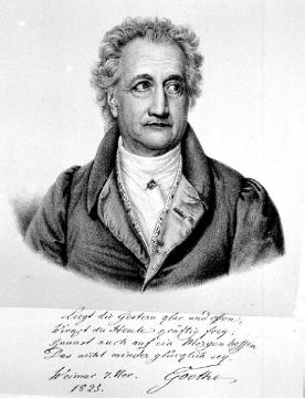 Johann Wolfgang von Goethe, Porträt mit Sinnspruch des Dichters (Weimar, 7.11.1825) für Charlotte vom Stein