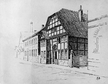 Lippstädter Fachwerkbau von 1658 : Haus Meinerzhagen (Zeichnung von A. Höke)