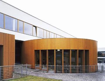 Fachhochschule Gelsenkirchen, Gebäude der Abteilung Recklinghausen, eröffnet 1995 - Teilansicht mit Rundbau