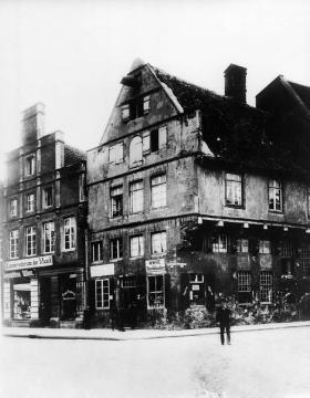 Rothenburg 23/Ecke Aegidiistraße: Buchbinderei Wille (Haus von der Wyck, Abriß 1898)