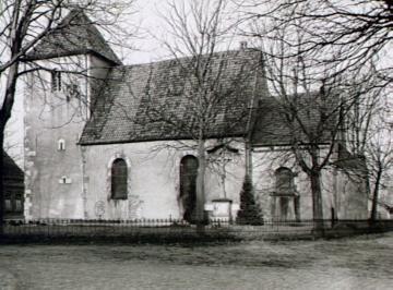 St. Agatha-Kirche, Romanik: Seitenansicht mit Grabdenkmal der Fürstin Amalia von Gallitzin aus dem Jahre 1806, Aufnahme um 1930?
