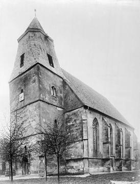 Die St. Lambertus-Kirche in Ascheberg - Ansicht vor Sommer 1908 und anschließender Erneuerung des Kirchturms.