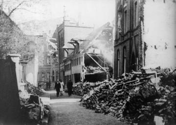 Münster in der Nachkriegszeit, um 1946 (?): Trümmerfelder in der Loerstraße