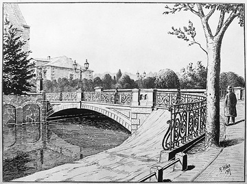 Die Steinbrinck-Brücke am Klusetor (Zeichnung von A. Höke 1917)